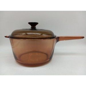 Corning Amber Vision SAUCE PAN & LID 2.5 L Pyrex V-2.5-B France Glass